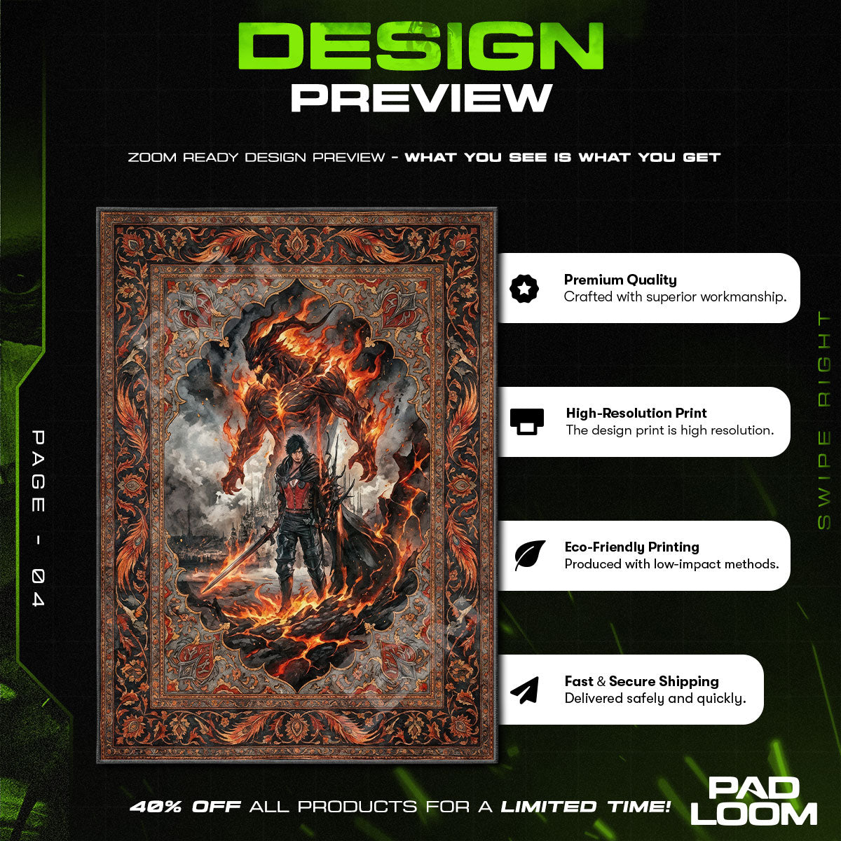 Clive & Ifrit Eikon Rug - Final Fantasy XVI Chair Mat