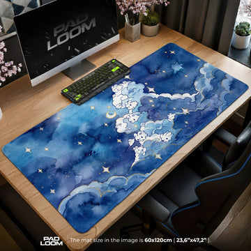 Cloud Bunny Nightfall Mouse Pad - Kawaii Desk Mat