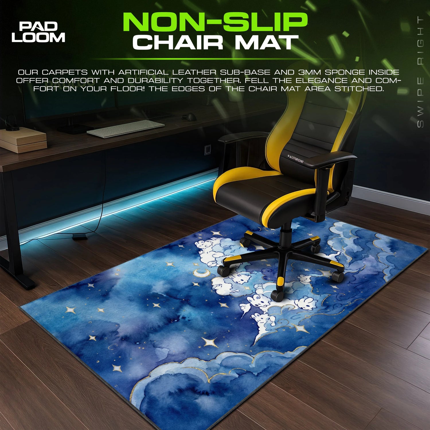 Cloud Bunny Nightfall Mouse Pad - Kawaii Desk Mat