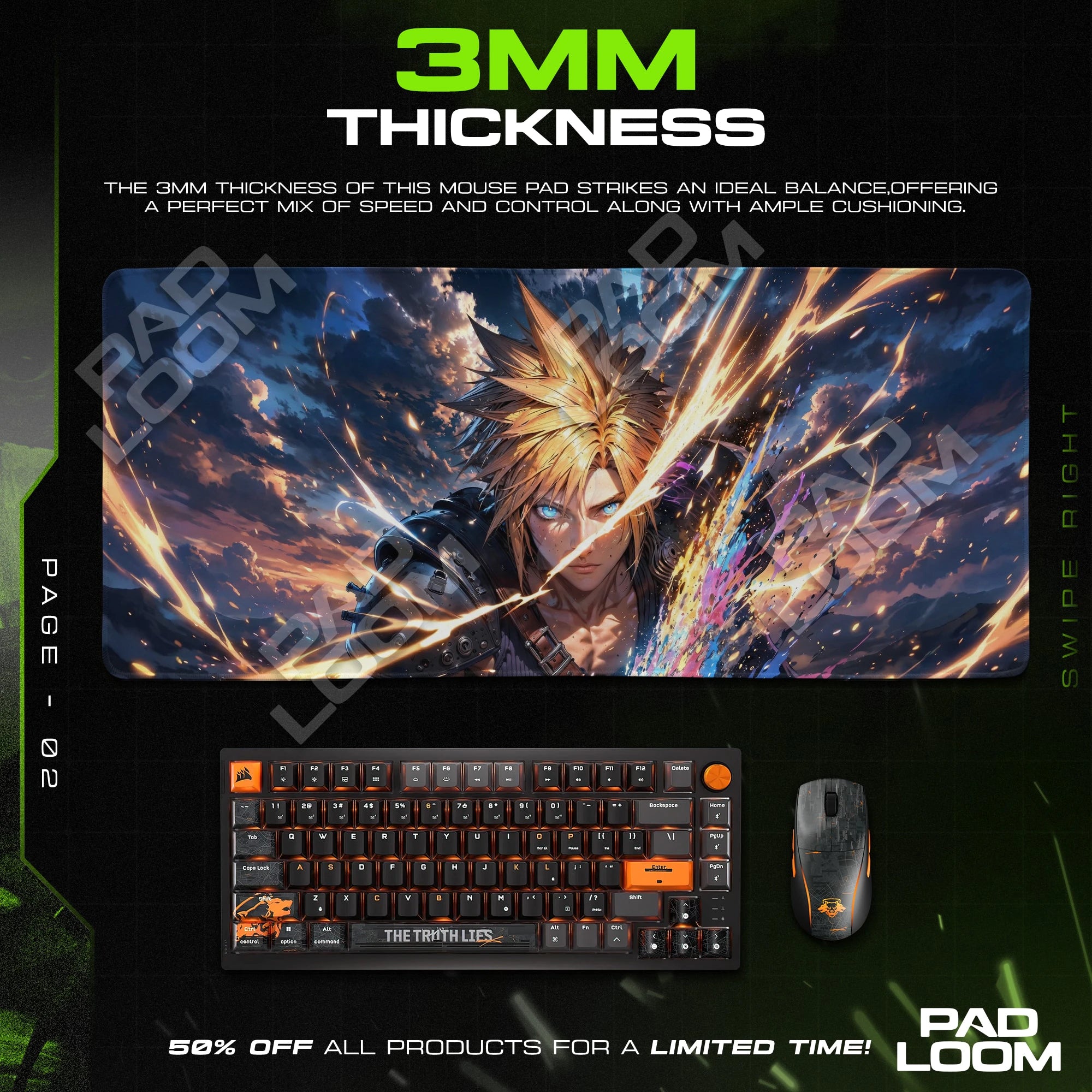 Cloud Ember Rush artwork close-up on the mouse pad surface