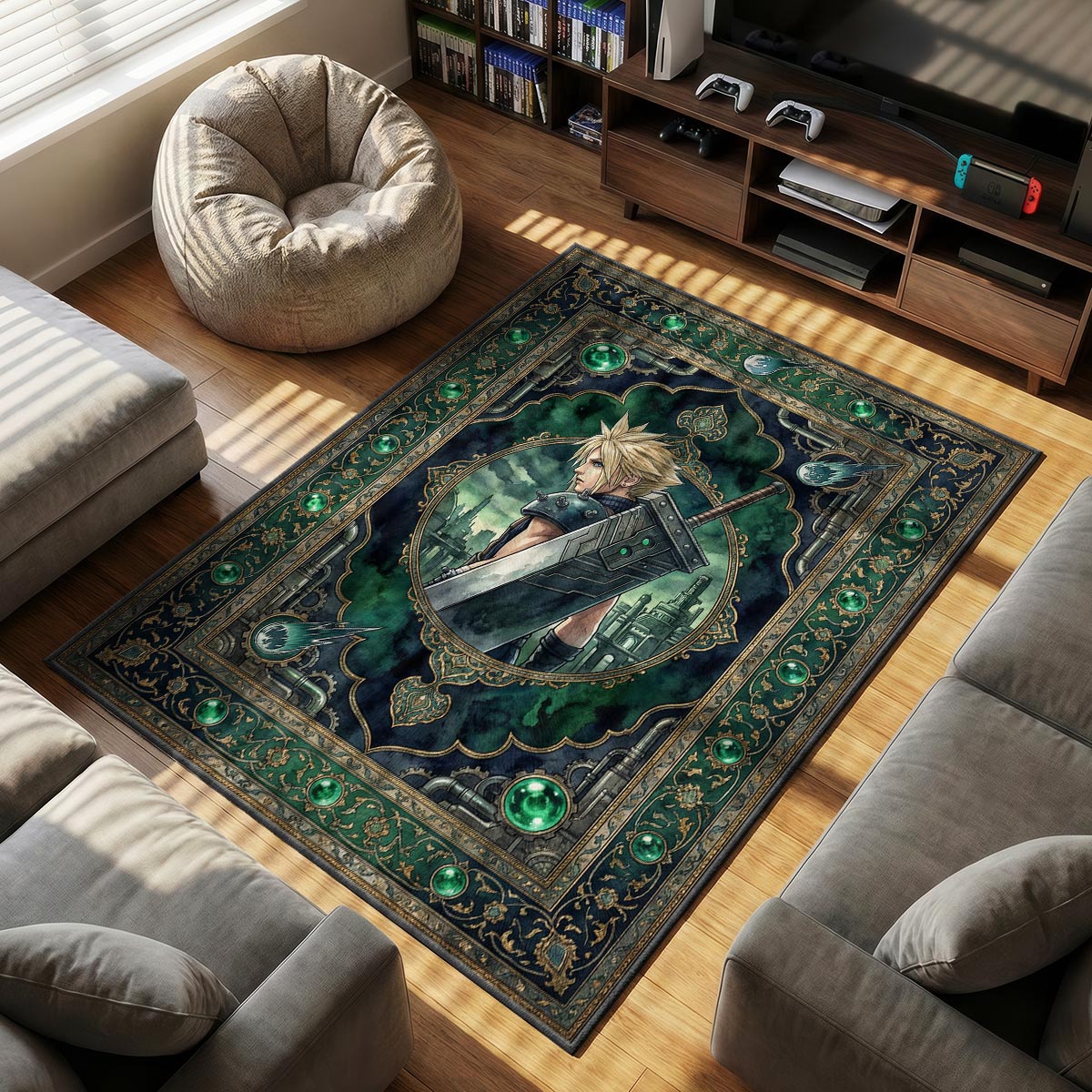 Cloud Strife Mako-Energie Teppich - Final Fantasy VII Stuhlunterlage