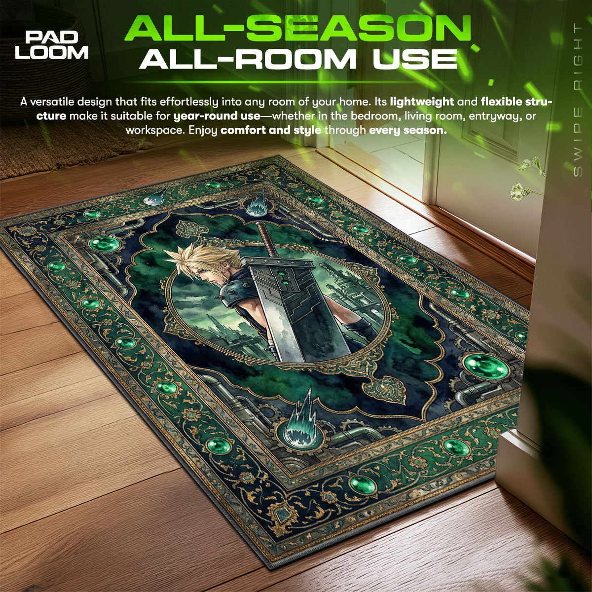 Cloud Strife Mako-Energie Teppich - Final Fantasy VII Stuhlunterlage