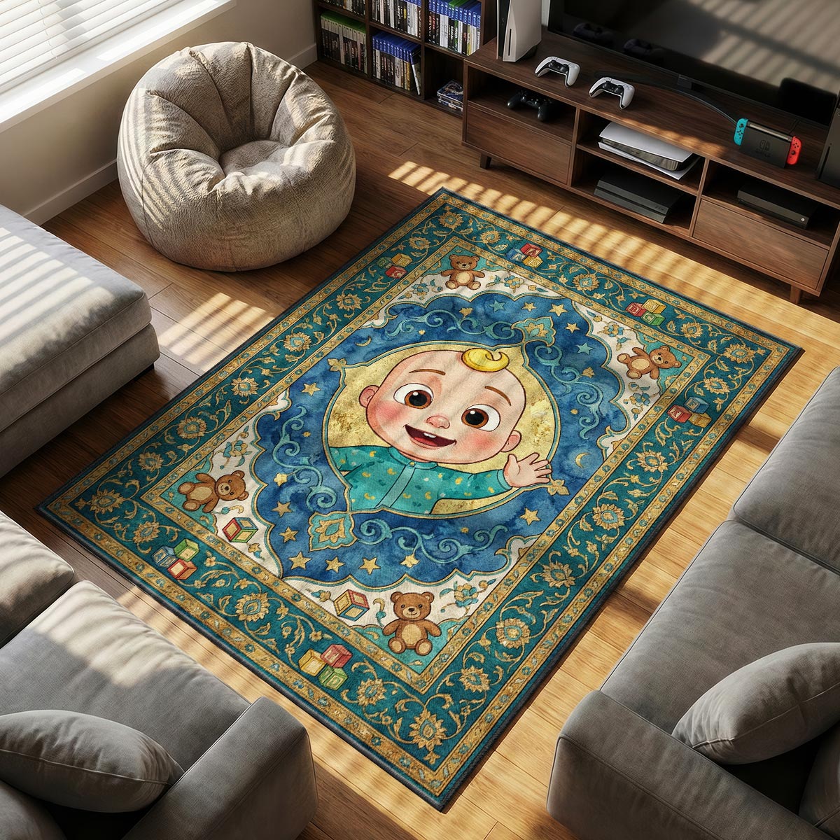 Cocomelon Baby themed area rug for home decor fans