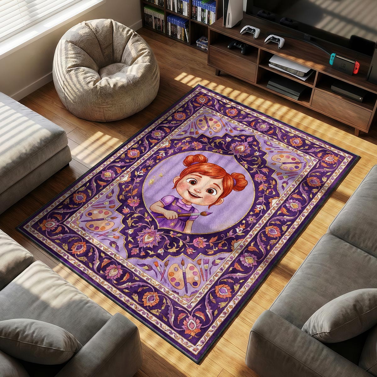 CoComelon JJ themed area rug for home decor fans