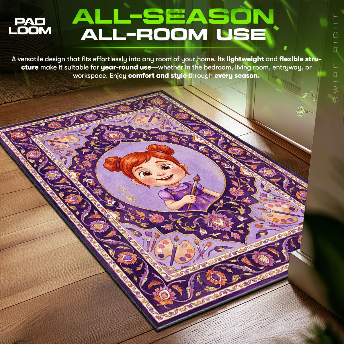 CoComelon JJ Painting Playroom Kids Floor fan rug — premium quality print