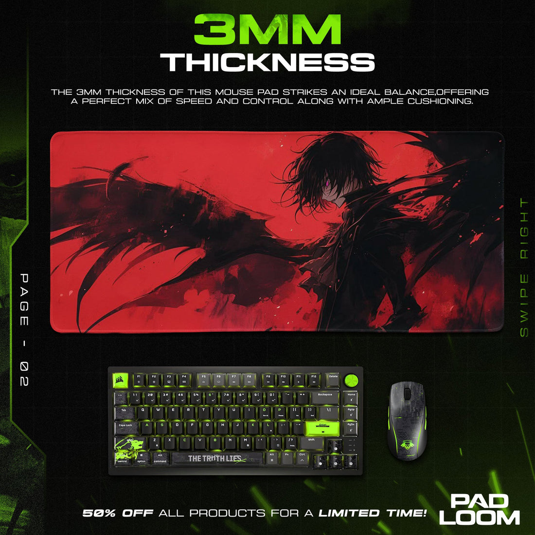Code Geass Mouse Pad - Crimson Rebellion Anime Desk Mat Padloom
