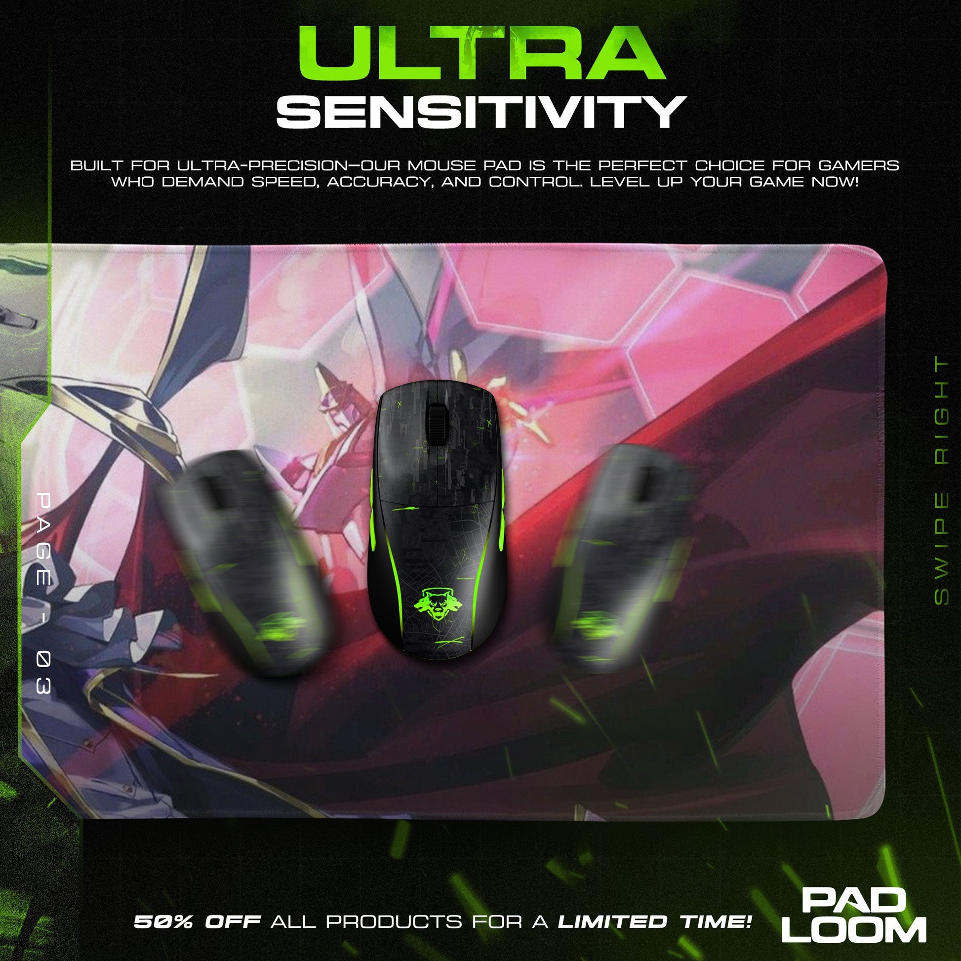 Code Geass Mouse Pad - Radiant Command Anime Desk Mat Padloom