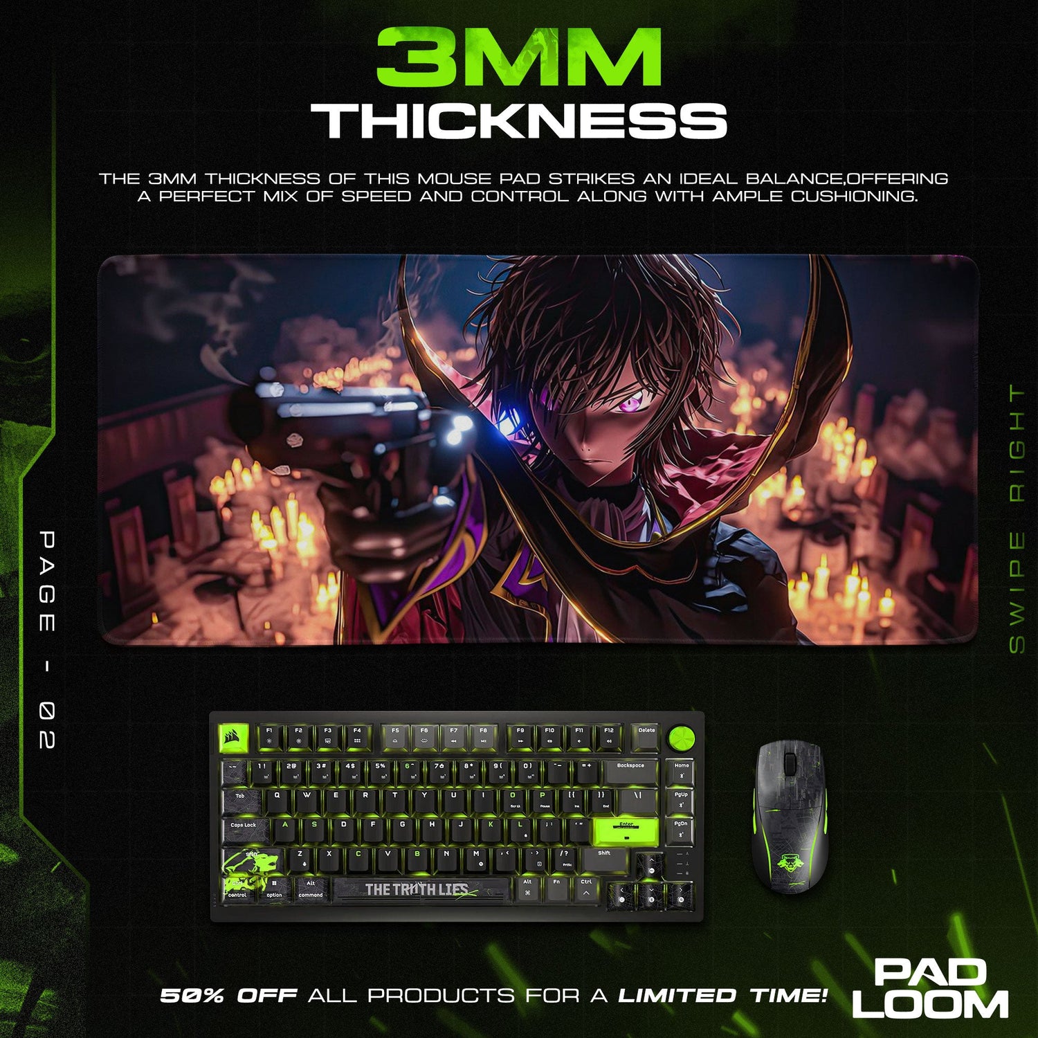 Code Geass Mouse Pad - The Emperor’s Gaze Anime Desk Mat Padloom