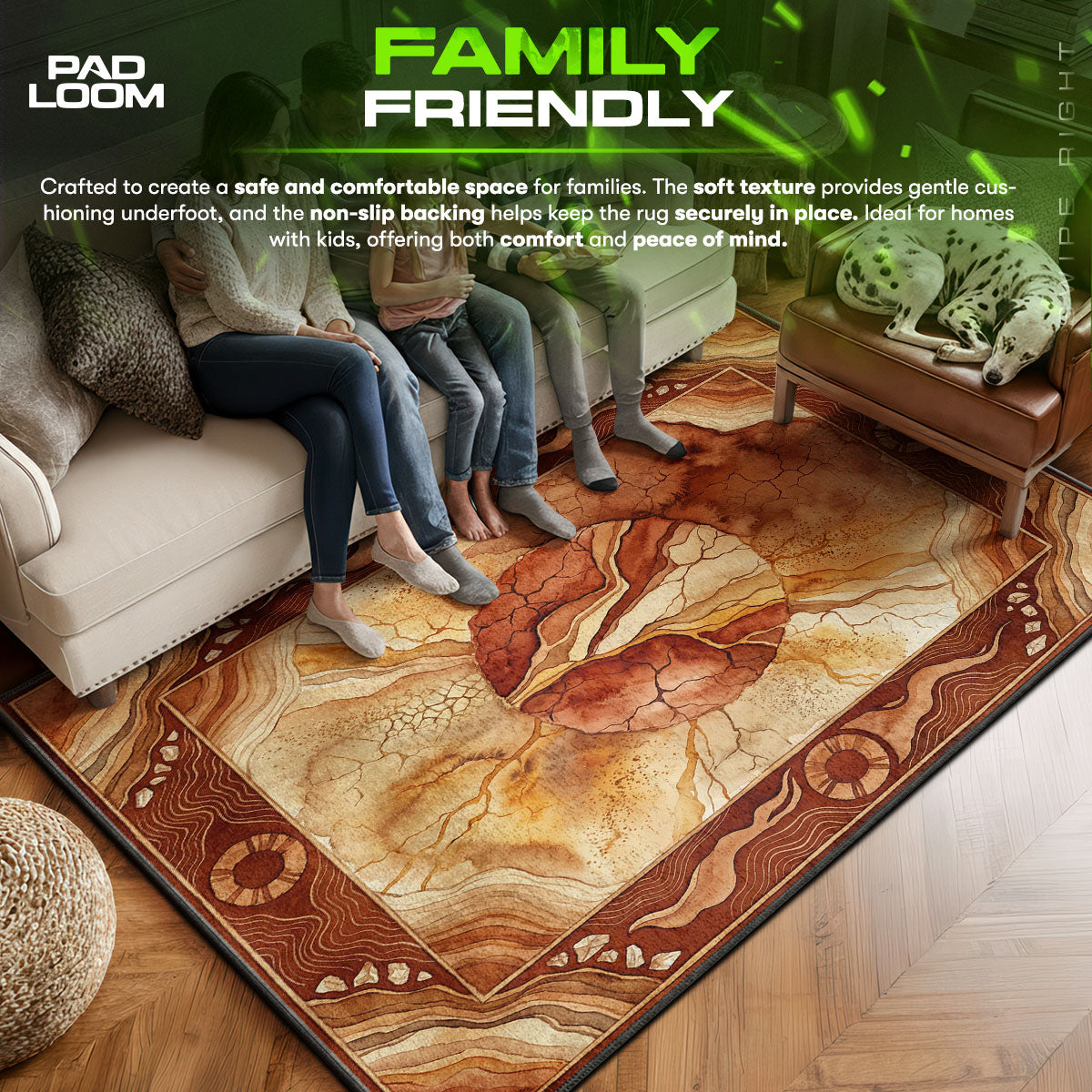 Floor character design printed on rug