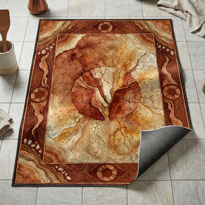 Coffee Bean Mosaic Rug — Vintage Kitchen Floor Mat
