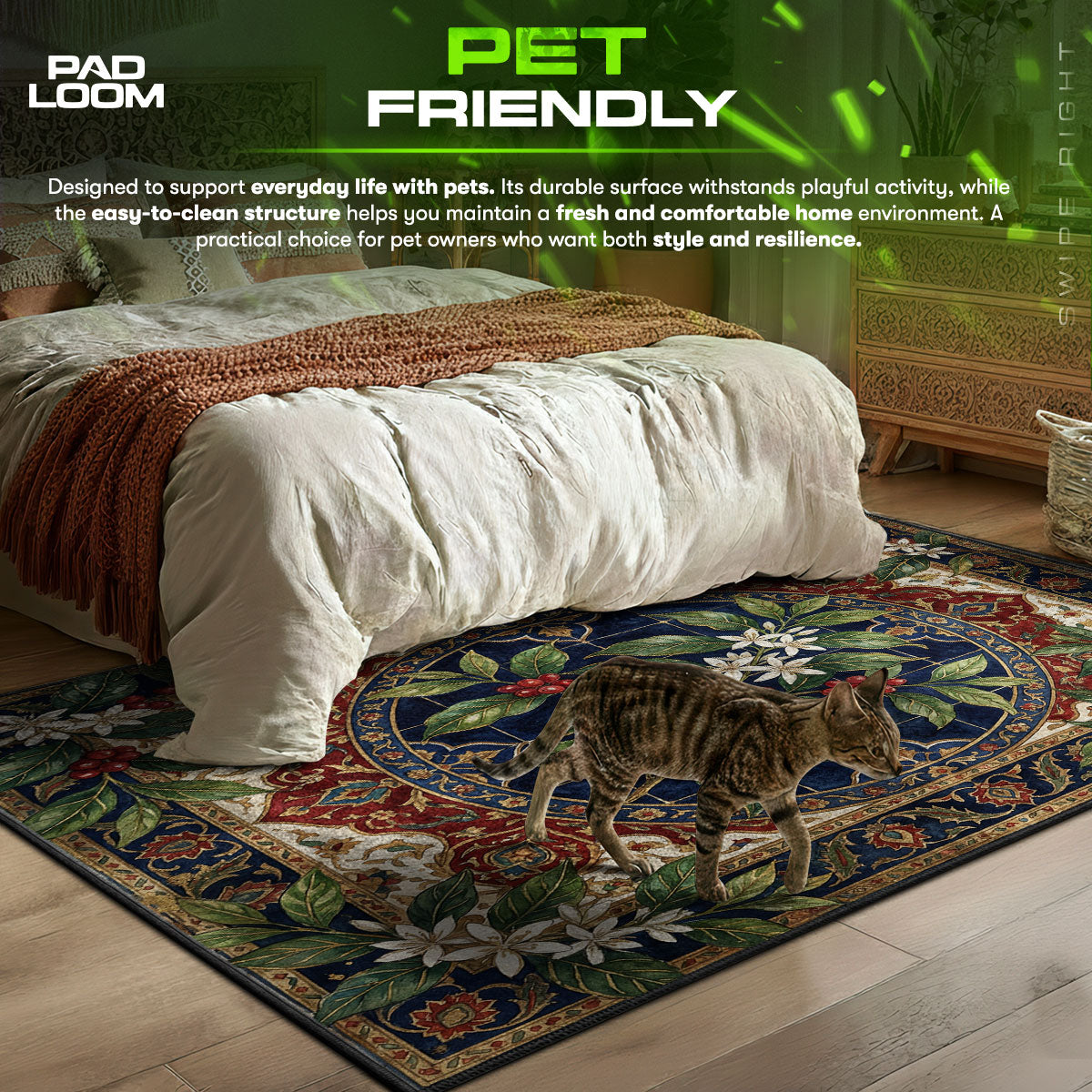 Coffee Cherry themed area rug for home decor fans