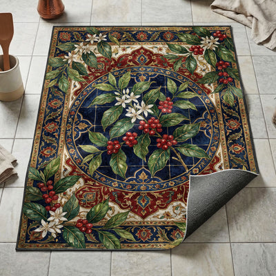 Coffee Cherry Botanical Rug — Plantation Kitchen Floor Mat