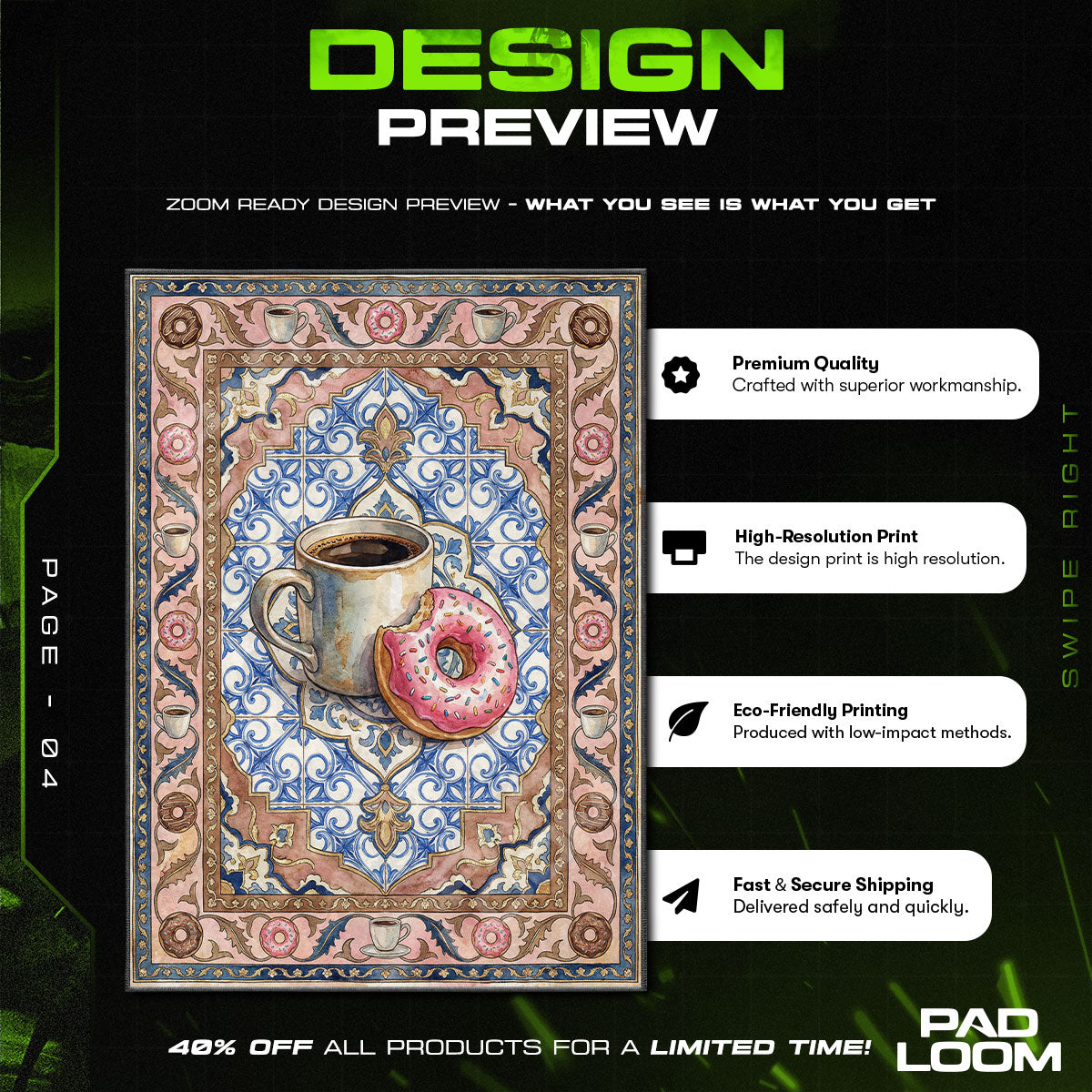 Coffee & Donut Sweet Kitchen Floor rug — main product view