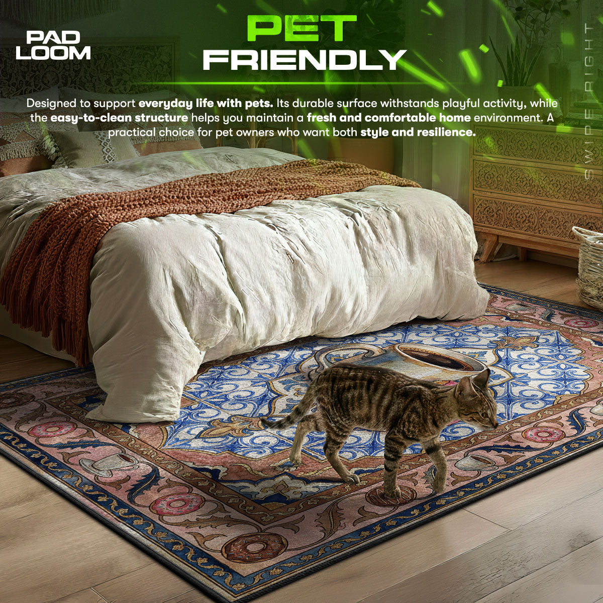 Coffee & themed area rug for home decor fans