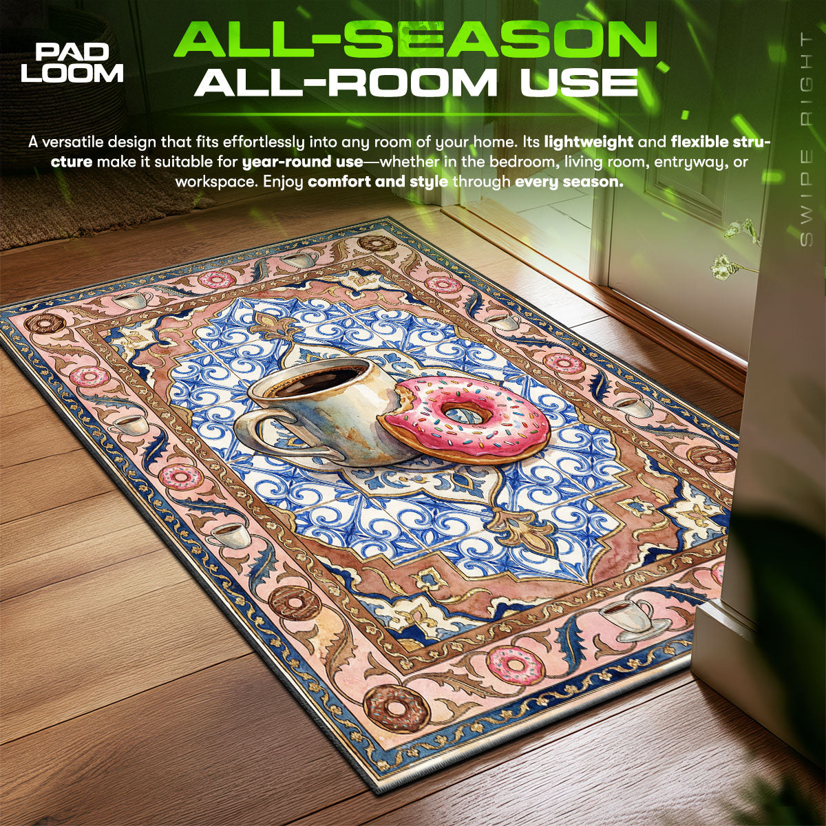 Detailed close-up of Coffee rug pattern