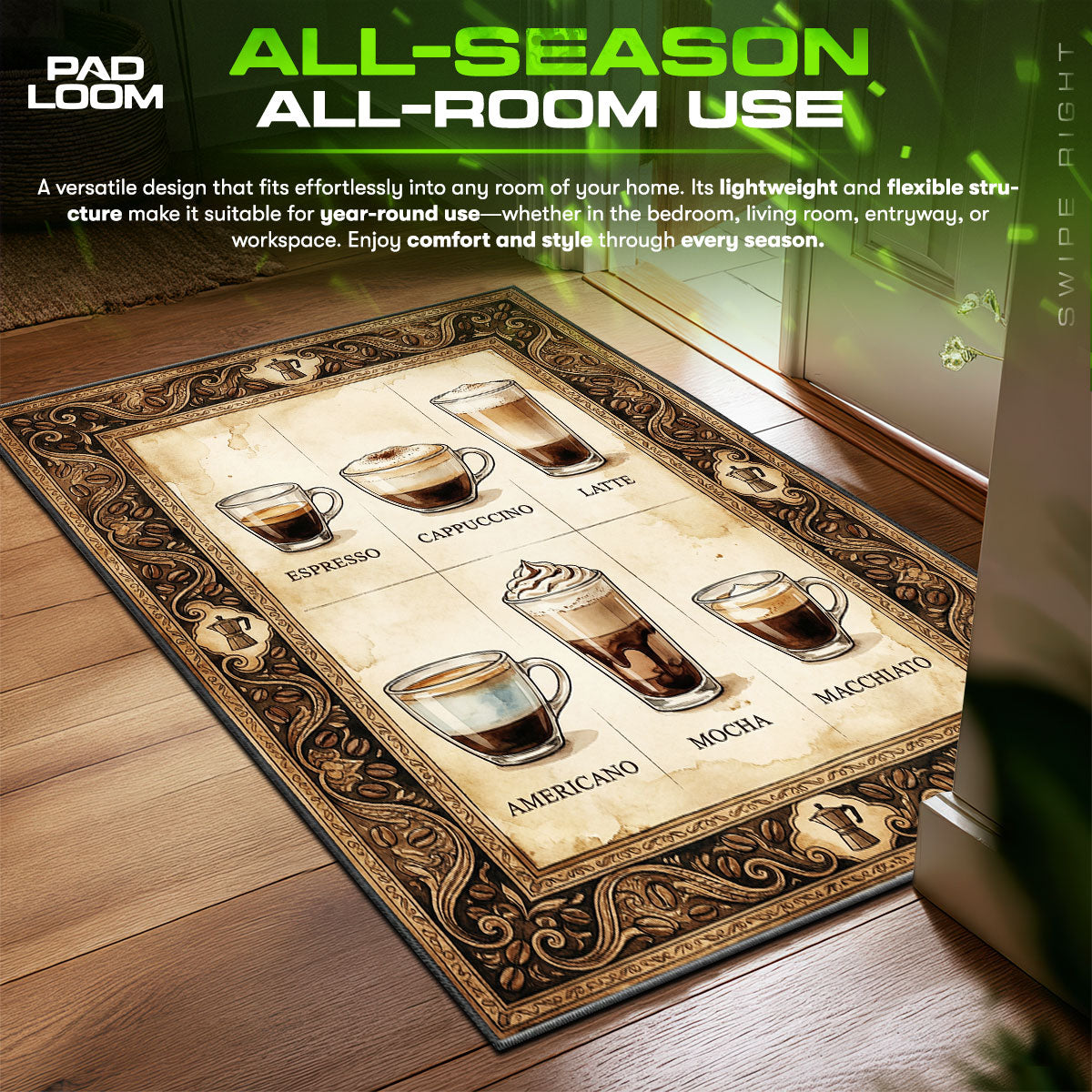 Detailed close-up of Coffee rug pattern