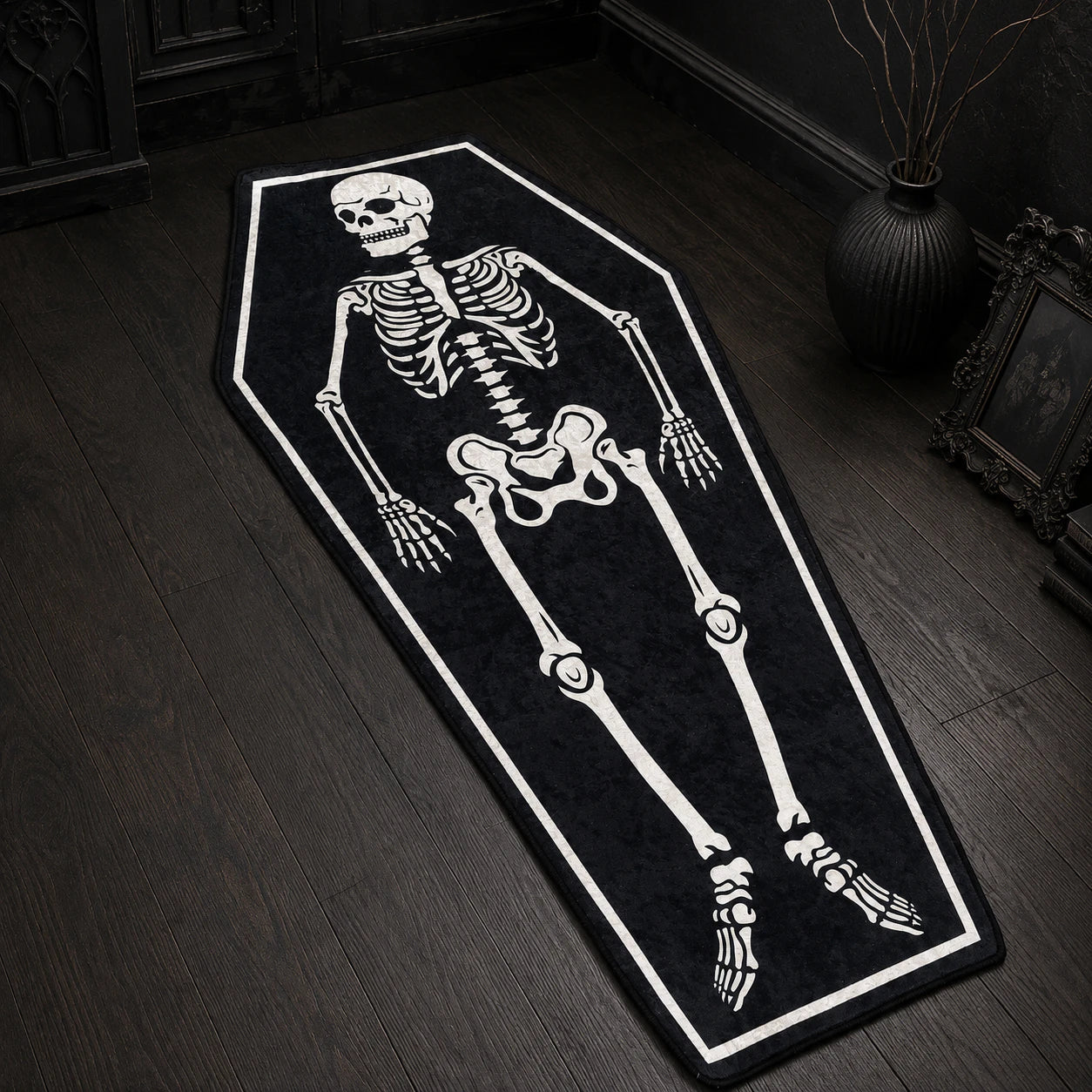 Coffin Skeleton Rug - Shaped Gothic Area Rug