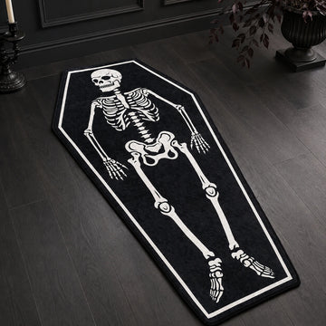 Coffin Skeleton Rug - Shaped Gothic Area Rug