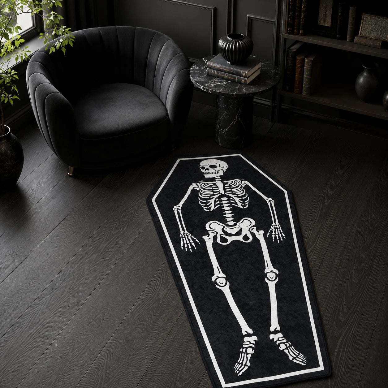 Coffin Skeleton Rug - Shaped Gothic Area Rug