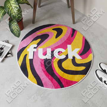 Colorful Statement shaped area rug, die-cut man cave rug