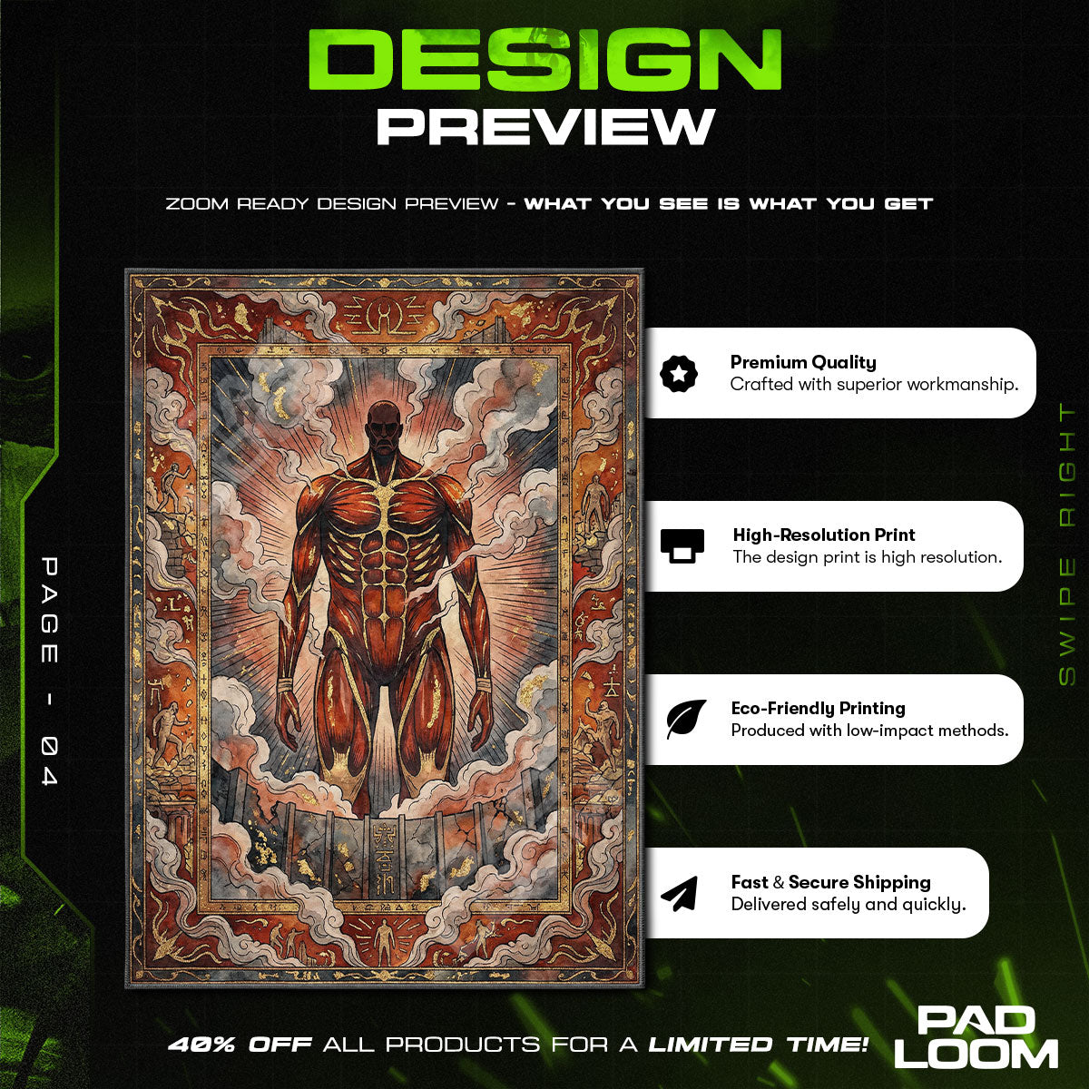 Colossal Titan Mural Rug - Attack on Titan Chair Mat