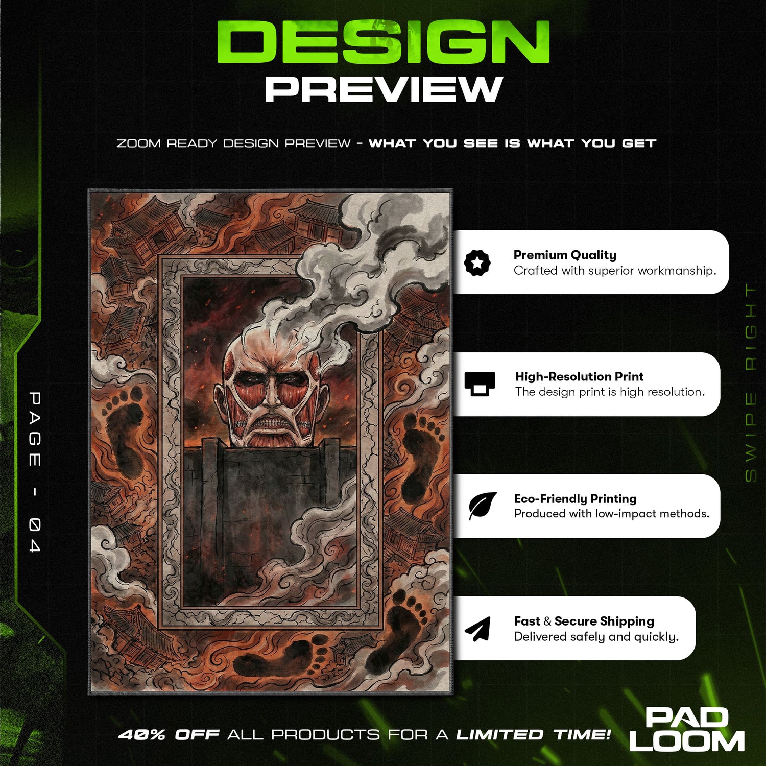 Riesiger Titan Wanddurchbruch Teppich - Angriff auf Titan Stuhlmatte