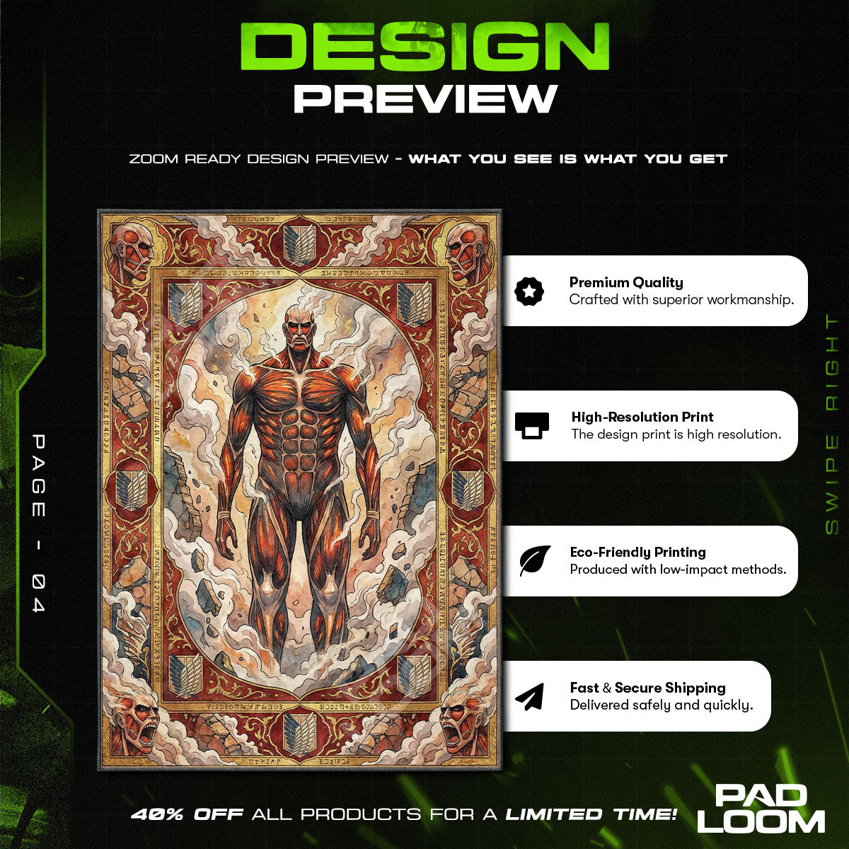 Colossal Titan Steam Rug - Attack on Titan Chair Mat