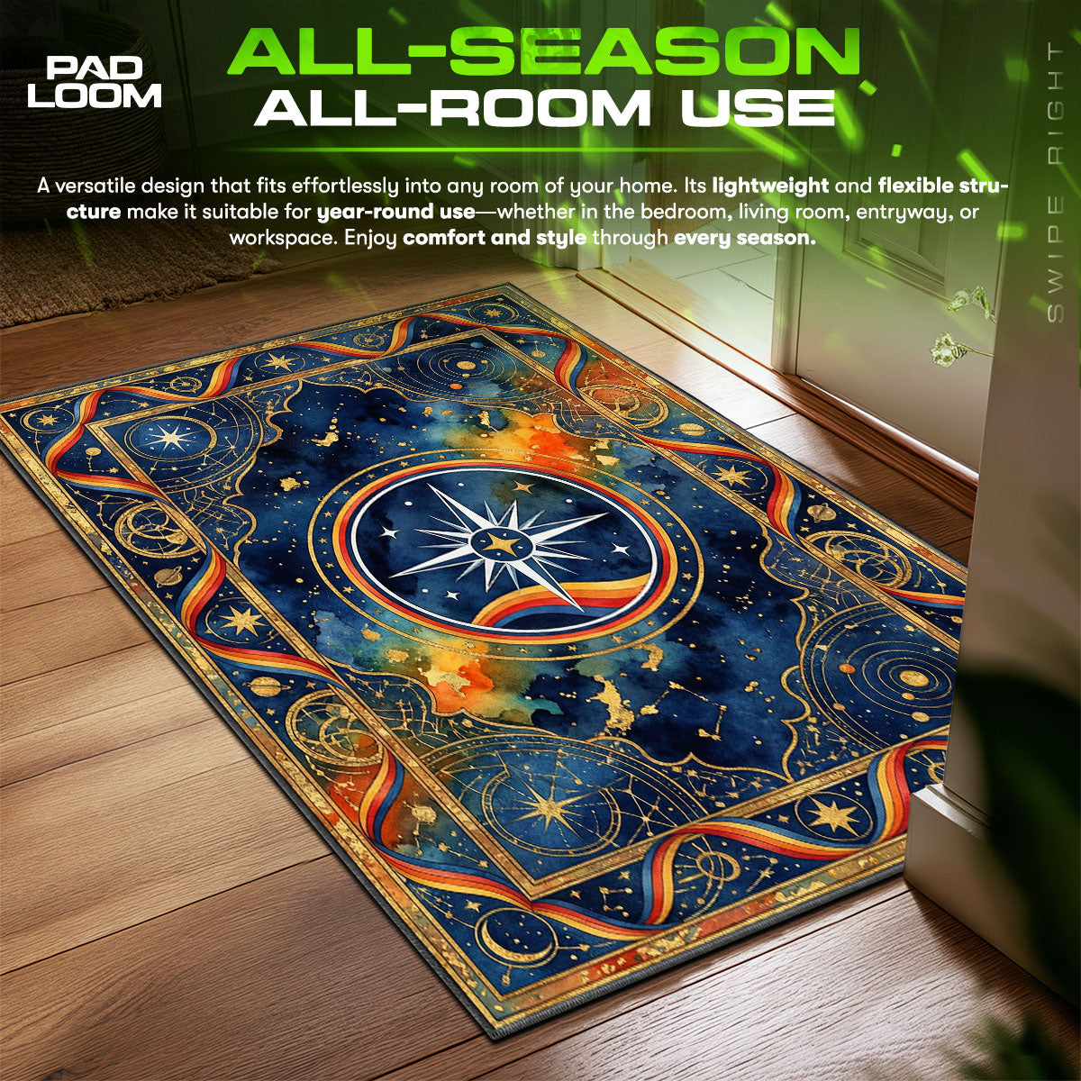 Constellation Celestial Starfield Chair fan rug — premium quality print