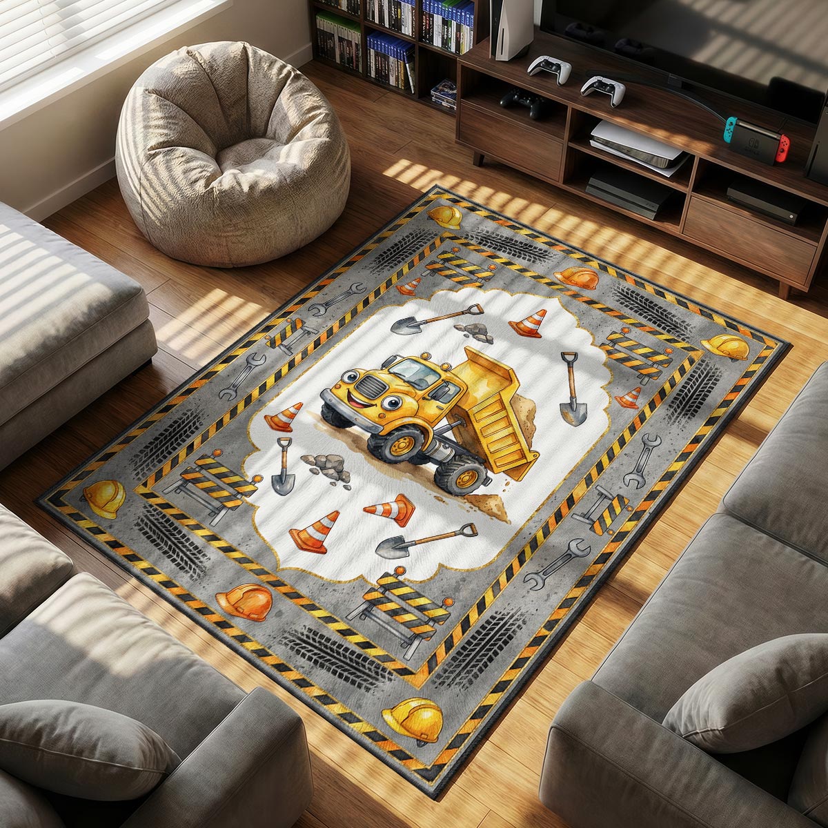 Construction Dump Truck Rug - Kids Floor Mat