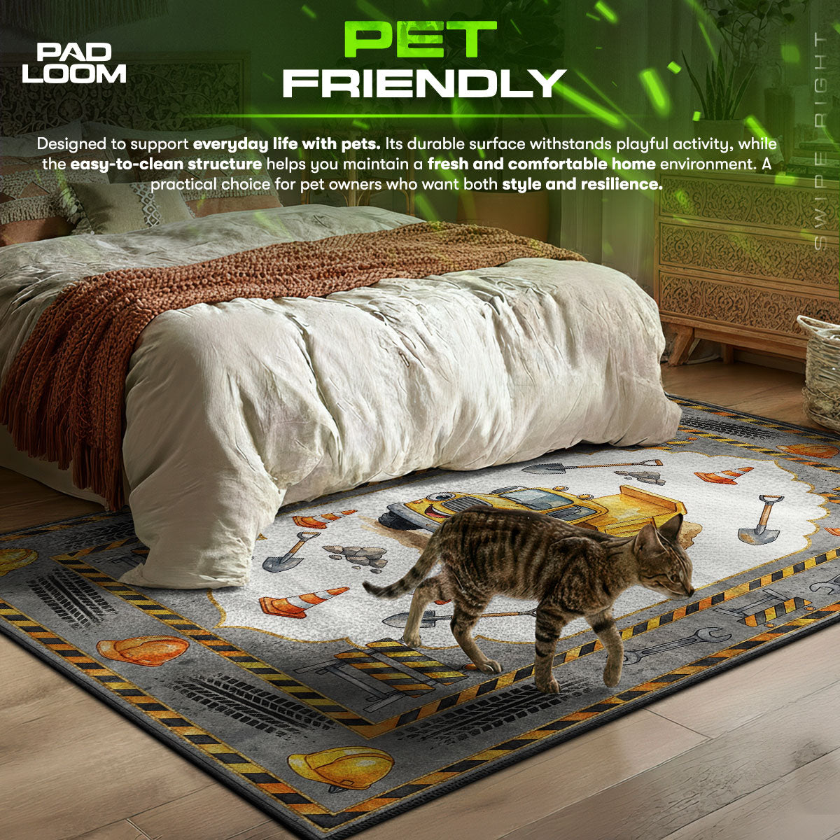 Construction Dump Truck Rug - Kids Floor Mat