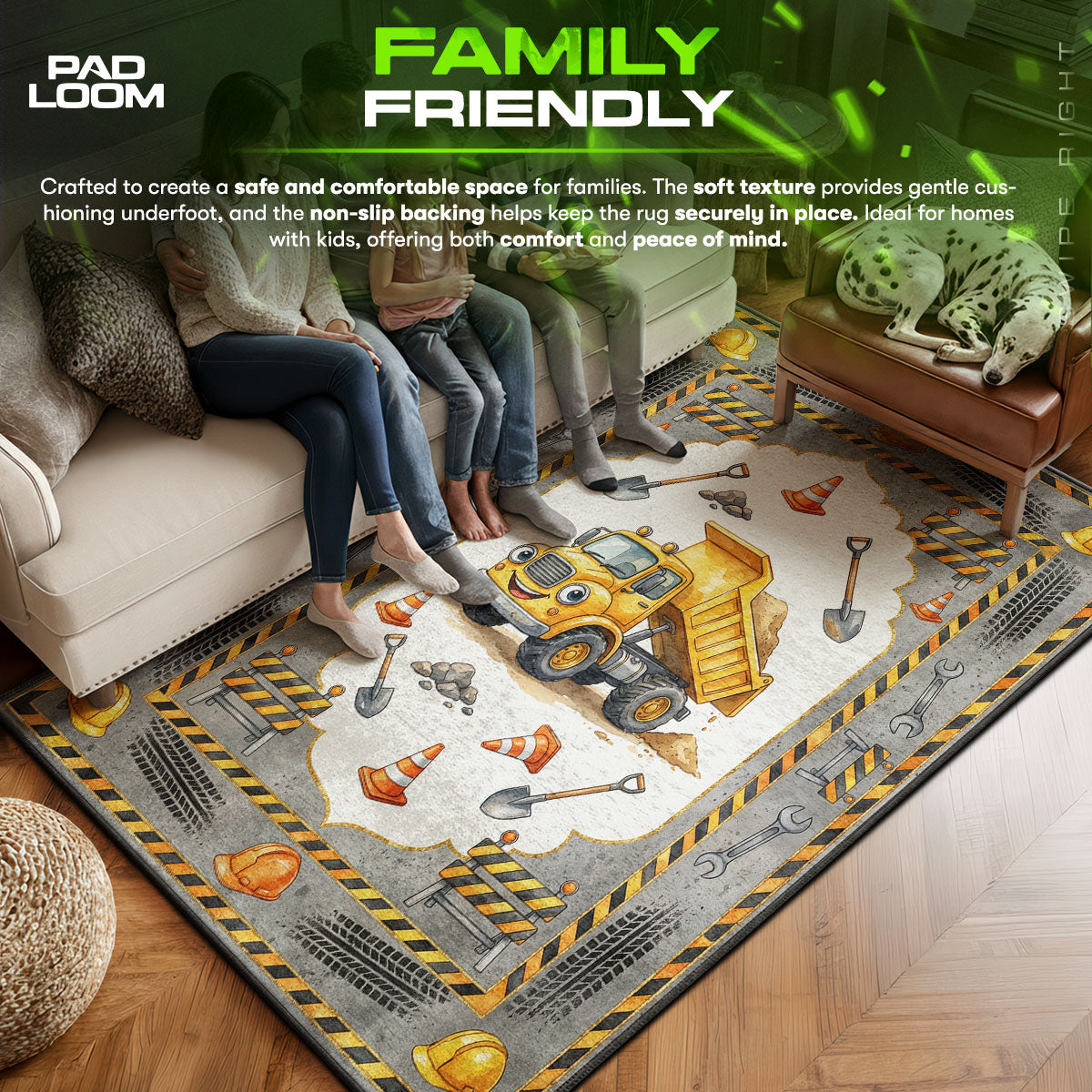 Construction Dump Truck Rug - Kids Floor Mat