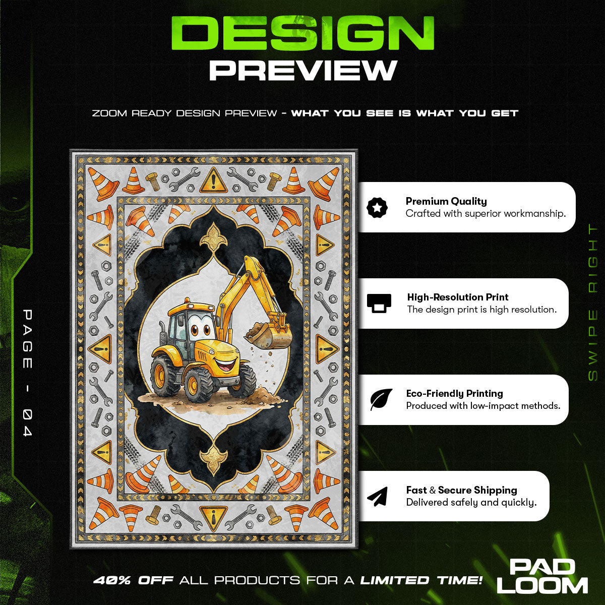 Kids character design printed on rug