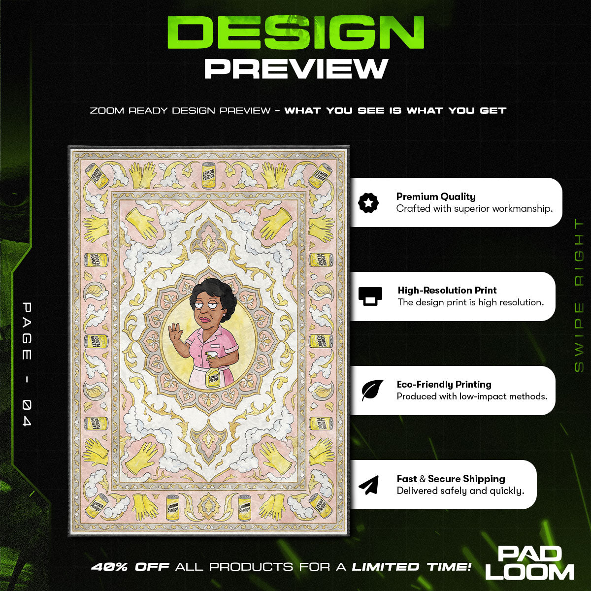 Room character design printed on rug