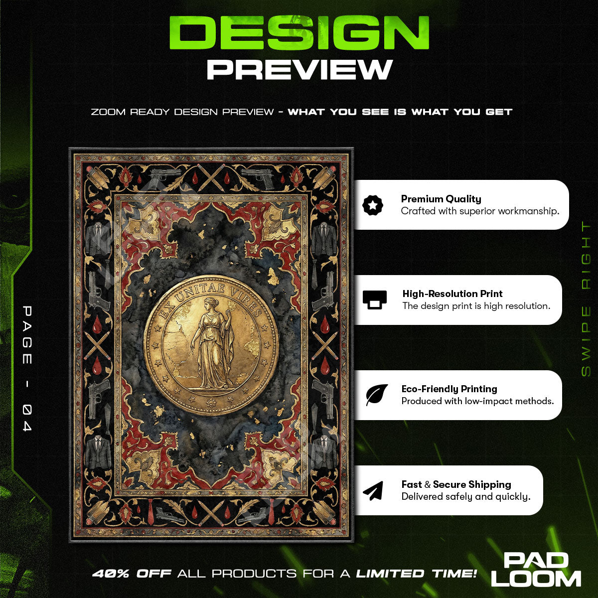 Room character design printed on rug