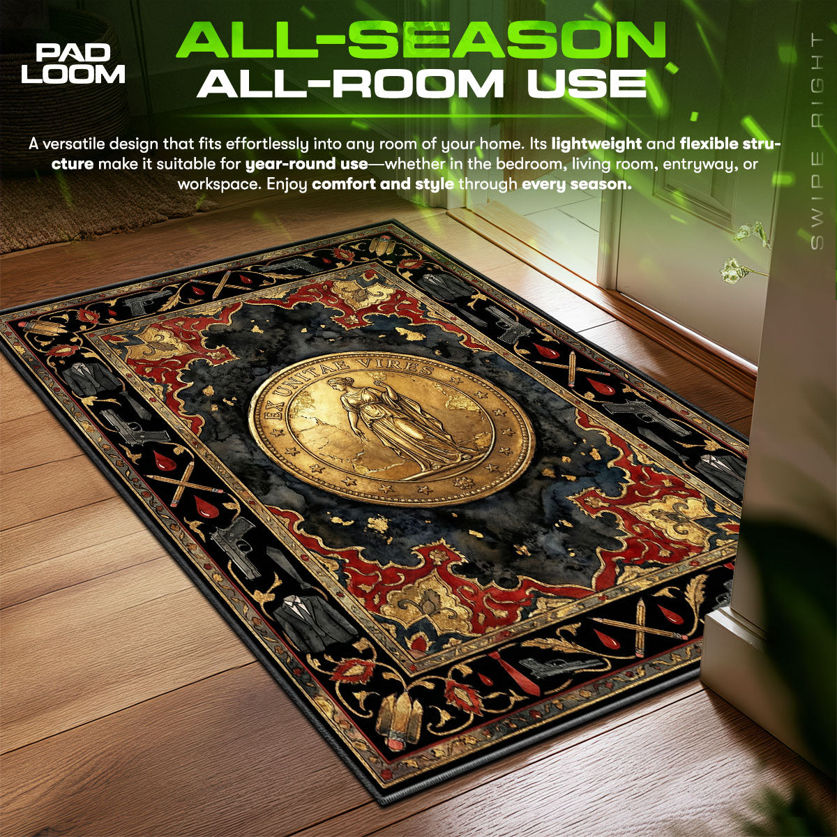Continental Gold Coin John Wick Room fan rug — premium quality print