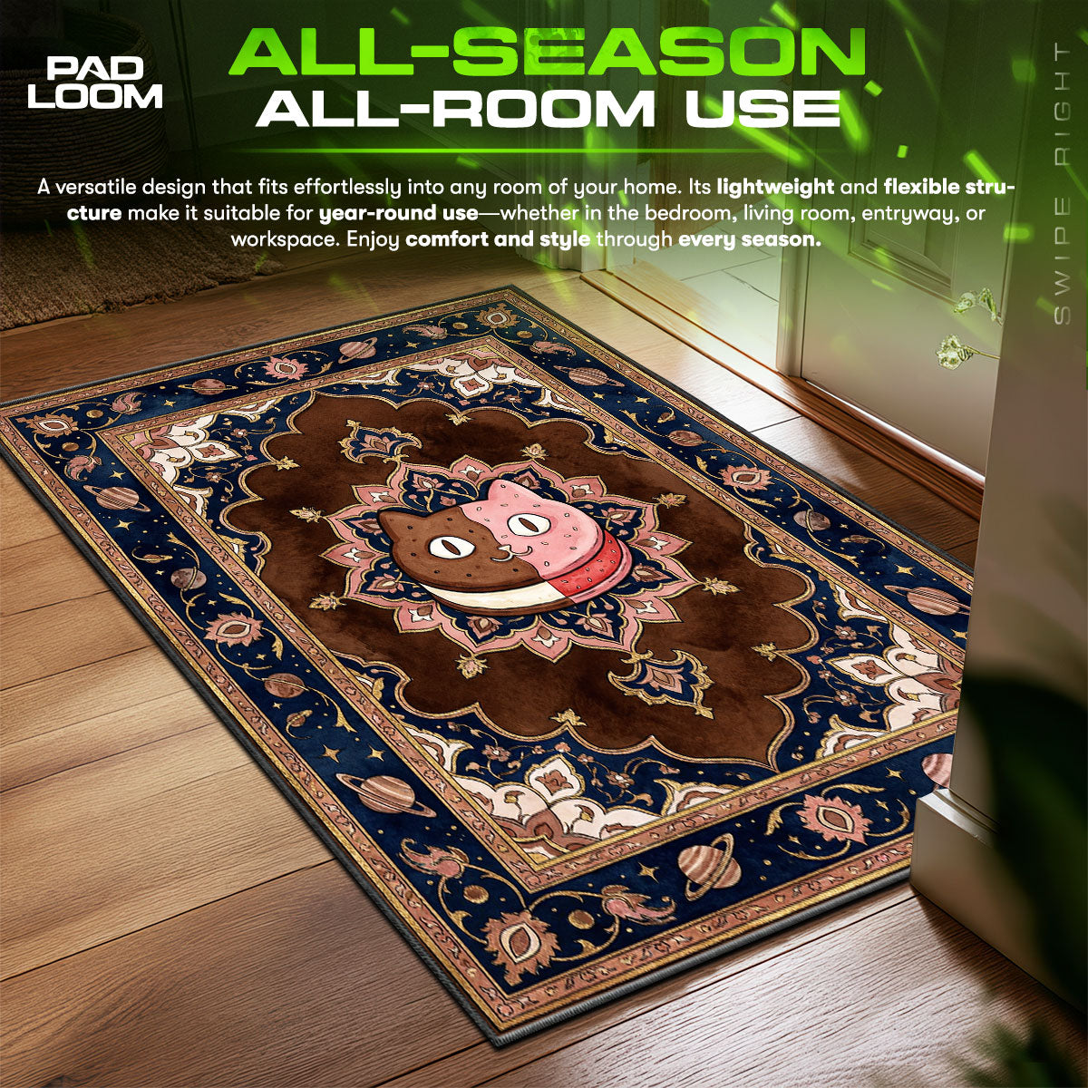 Cookie Cat Cosmos Steven Universe Cartoon Area fan rug — premium quality print
