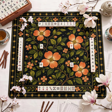 Coral Dogwood Mahjong Mat – neoprene mah jongg table mat
