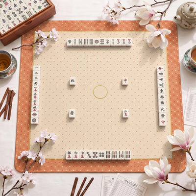 Coral Dot Mahjong Mat - Mah Jongg Table Mat