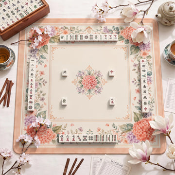 Coral Hydrangea Mahjong Mat - Mah Jongg Mat