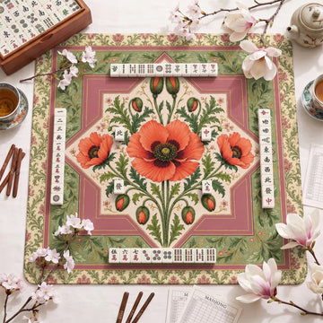 Coral Poppy Mahjong Mat – neoprene mah jongg table mat