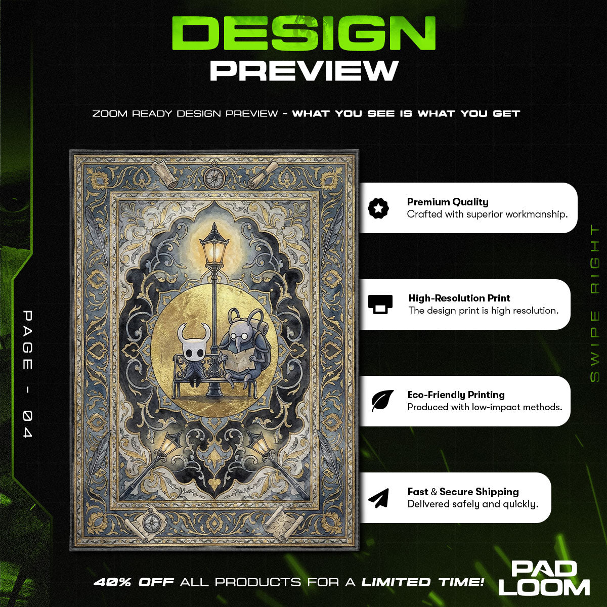 Cornifer Map Bench Rug - Hollow Knight Chair Mat