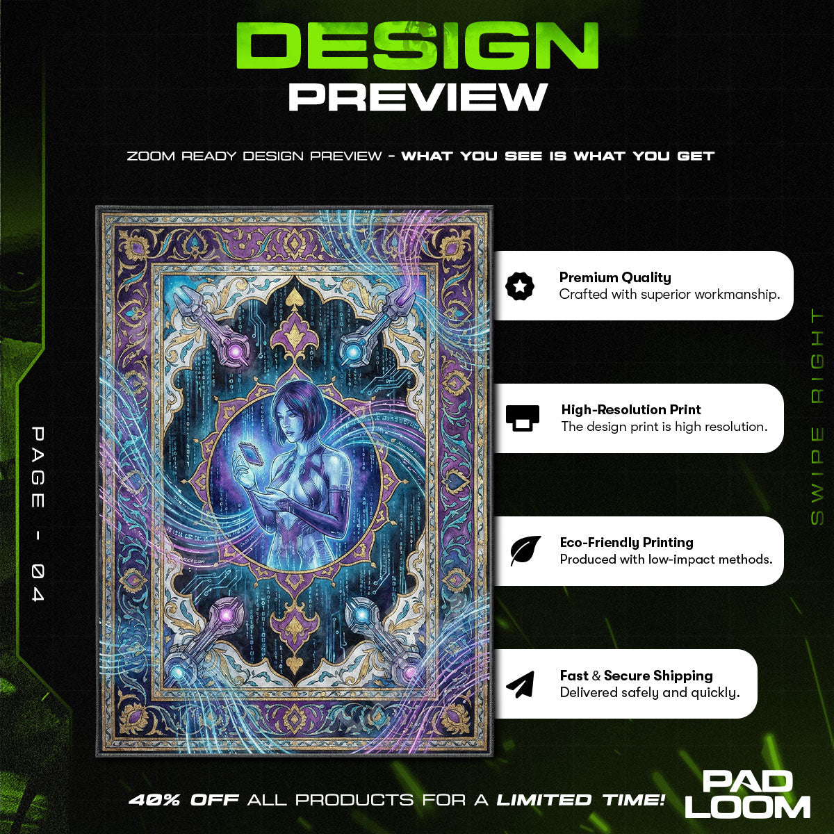 Cortana AI Portrait Rug - Halo Chair Mat