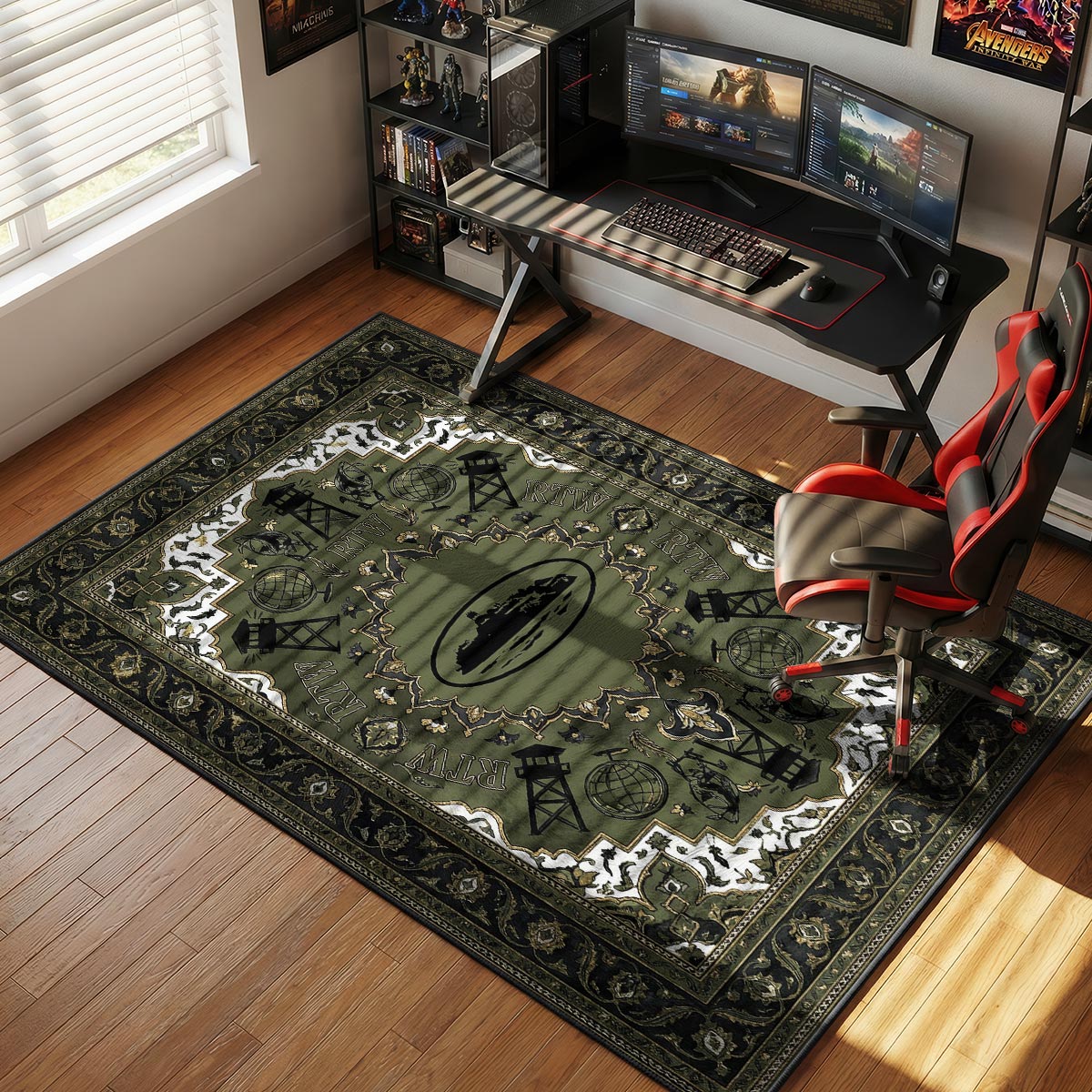 Corteiz Alcatraz Green Streetwear Floor rug — main product view