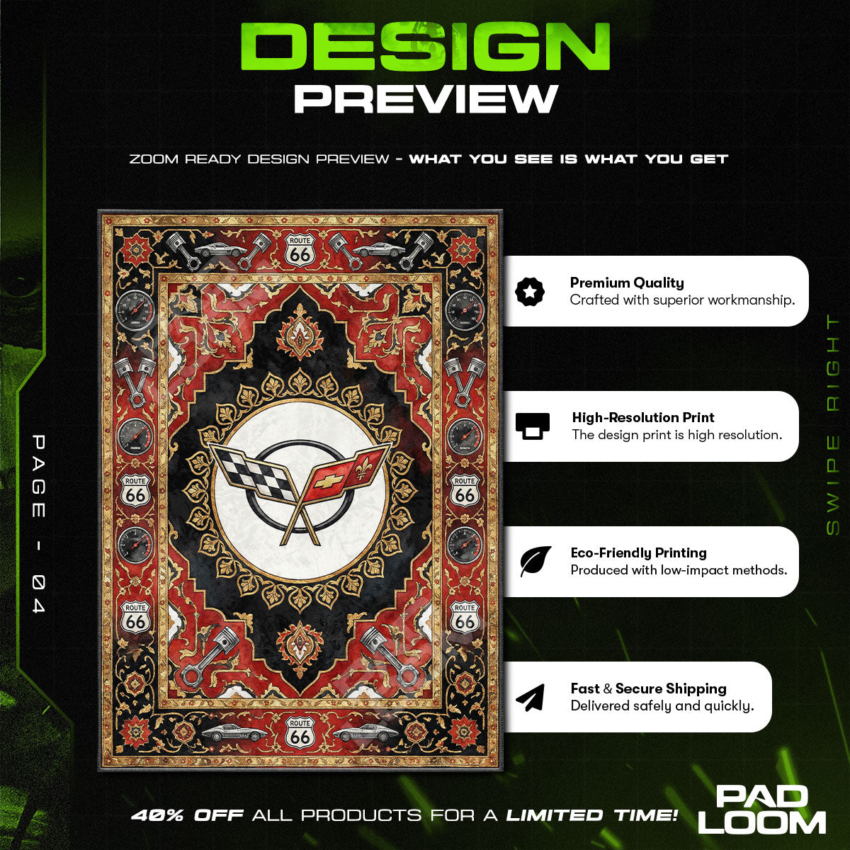 Floor character design printed on rug