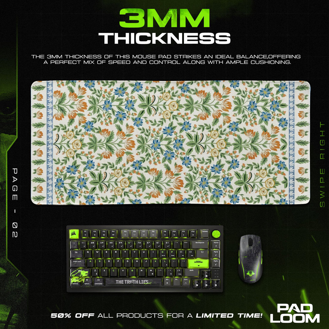 Cottage Bloom Mouse Pad - Vintage Floral Desk Mat Padloom