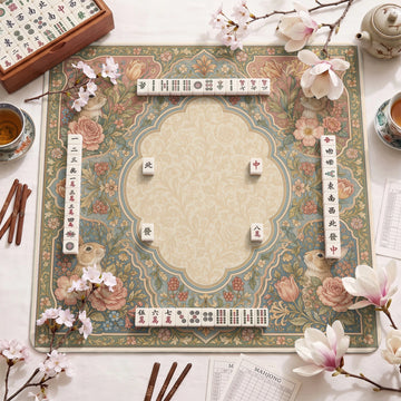 Cottage Rabbit Mahjong Mat – neoprene mah jongg table mat