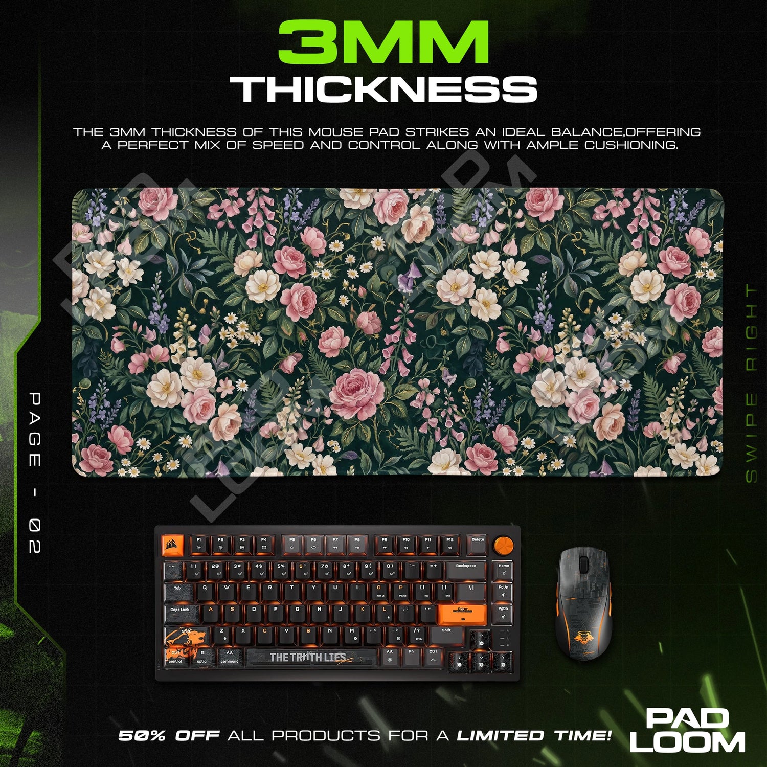 Cottage Roses Mouse Pad - Floral Desk Mat