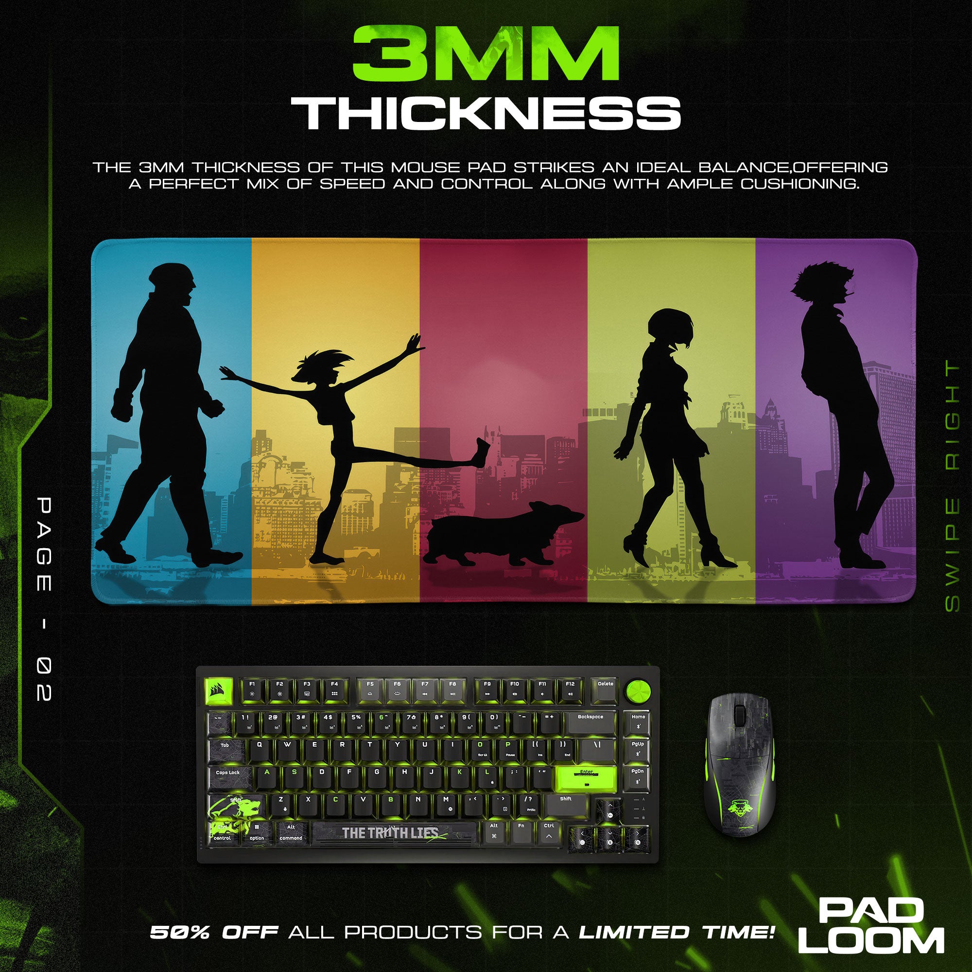 Cowboy Bebop Mouse Pad, Crew Silhouette Gaming Desk Mat