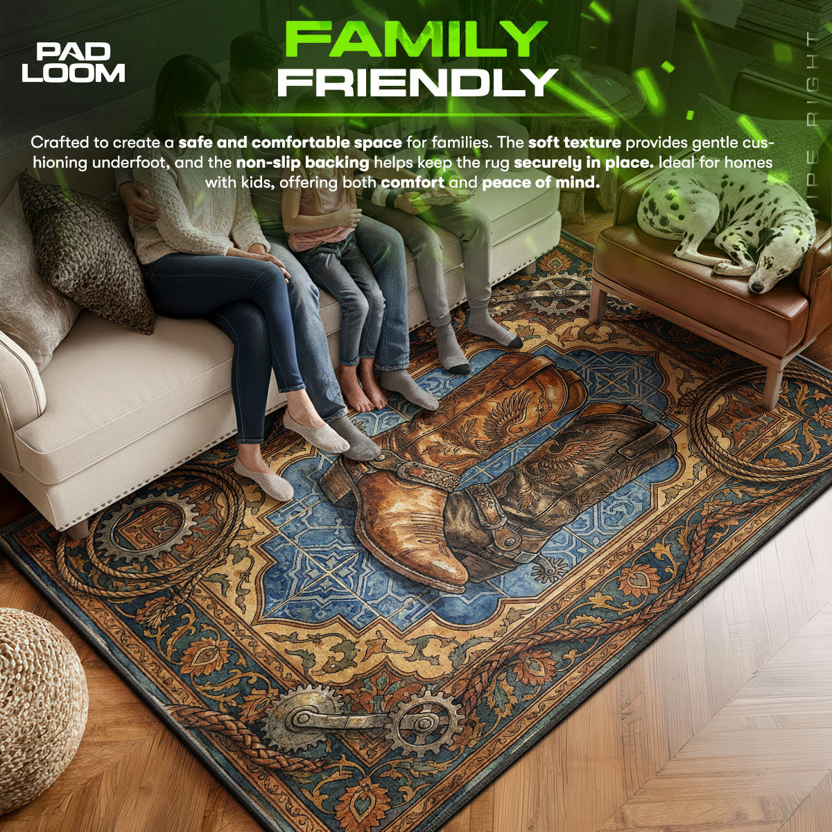 Area character design printed on rug