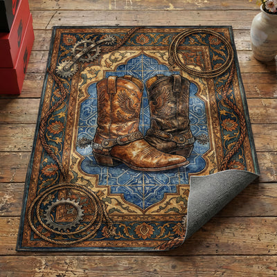 Cowboy Boots & Lasso Rug — Western Rustic Area Rug